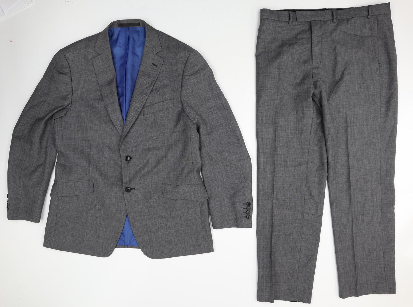 Marks and Spencer Mens Grey Wool 2 Piece Suit Size 42 Regular