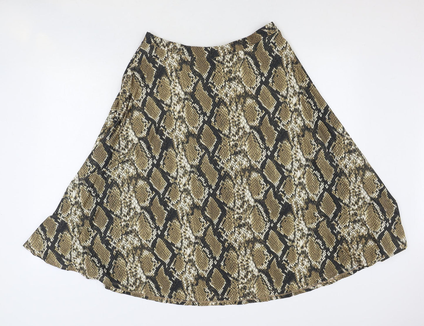 F&F Womens Brown Animal Print Polyester Swing Skirt Size 14 - Snakeskin Pattern