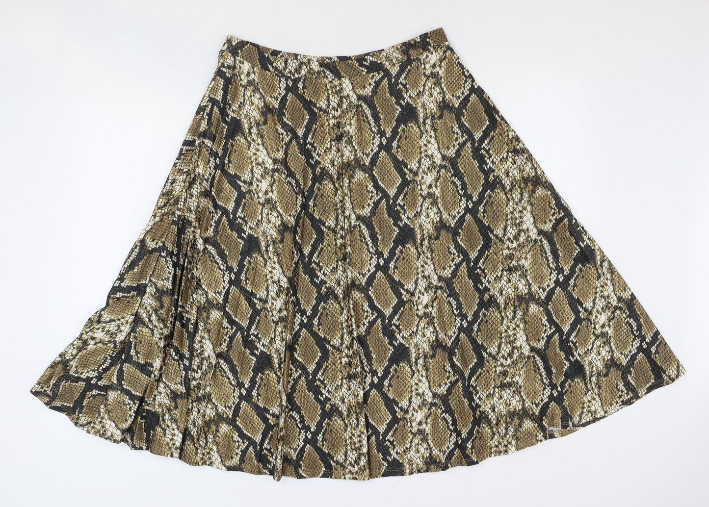F&F Womens Brown Animal Print Polyester Swing Skirt Size 14 - Snakeskin Pattern