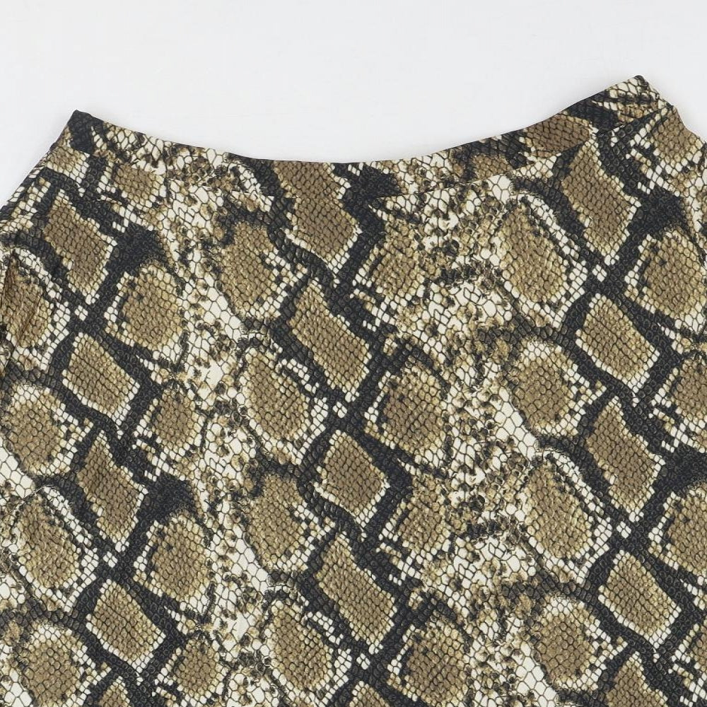 F&F Womens Brown Animal Print Polyester Swing Skirt Size 14 - Snakeskin Pattern