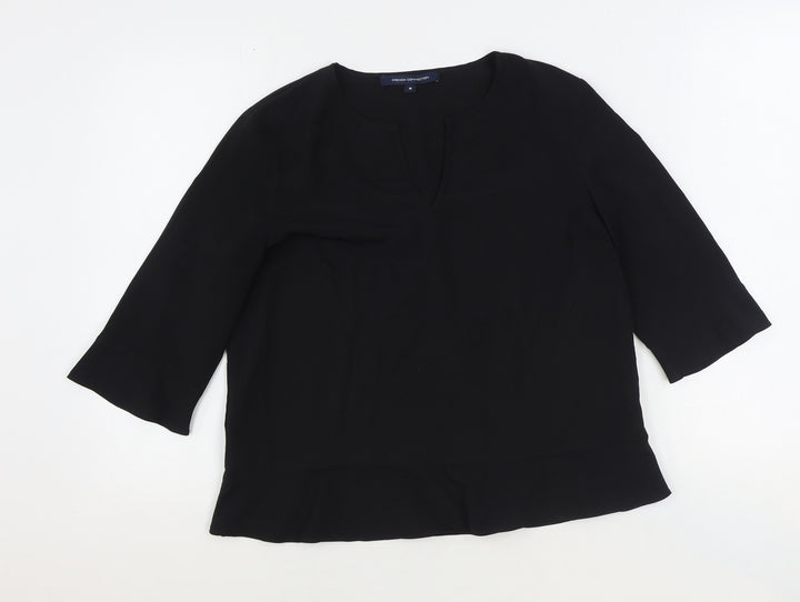 French Connection Womens Black Polyester Basic Blouse Size M V-Neck