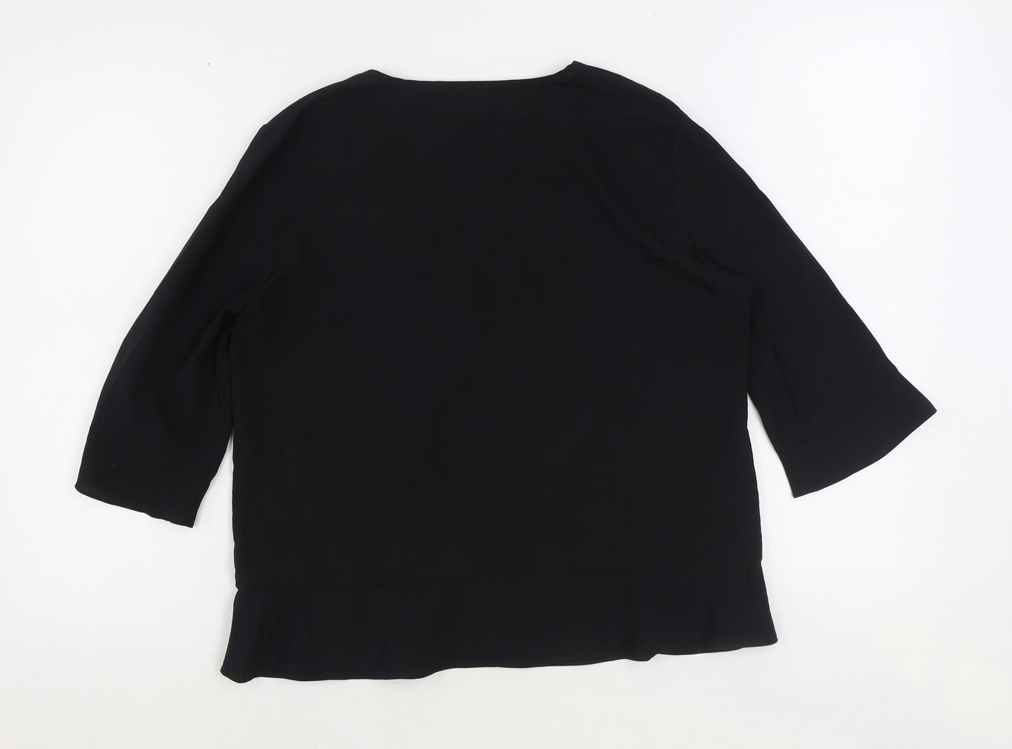 French Connection Womens Black Polyester Basic Blouse Size M V-Neck