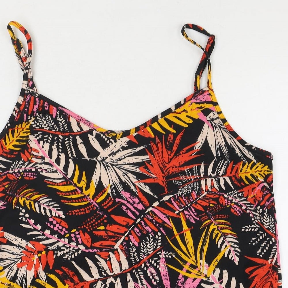 Preworn Womens Multicoloured Geometric Polyester Camisole Tank Size 16 V-Neck - Leaf Pattern