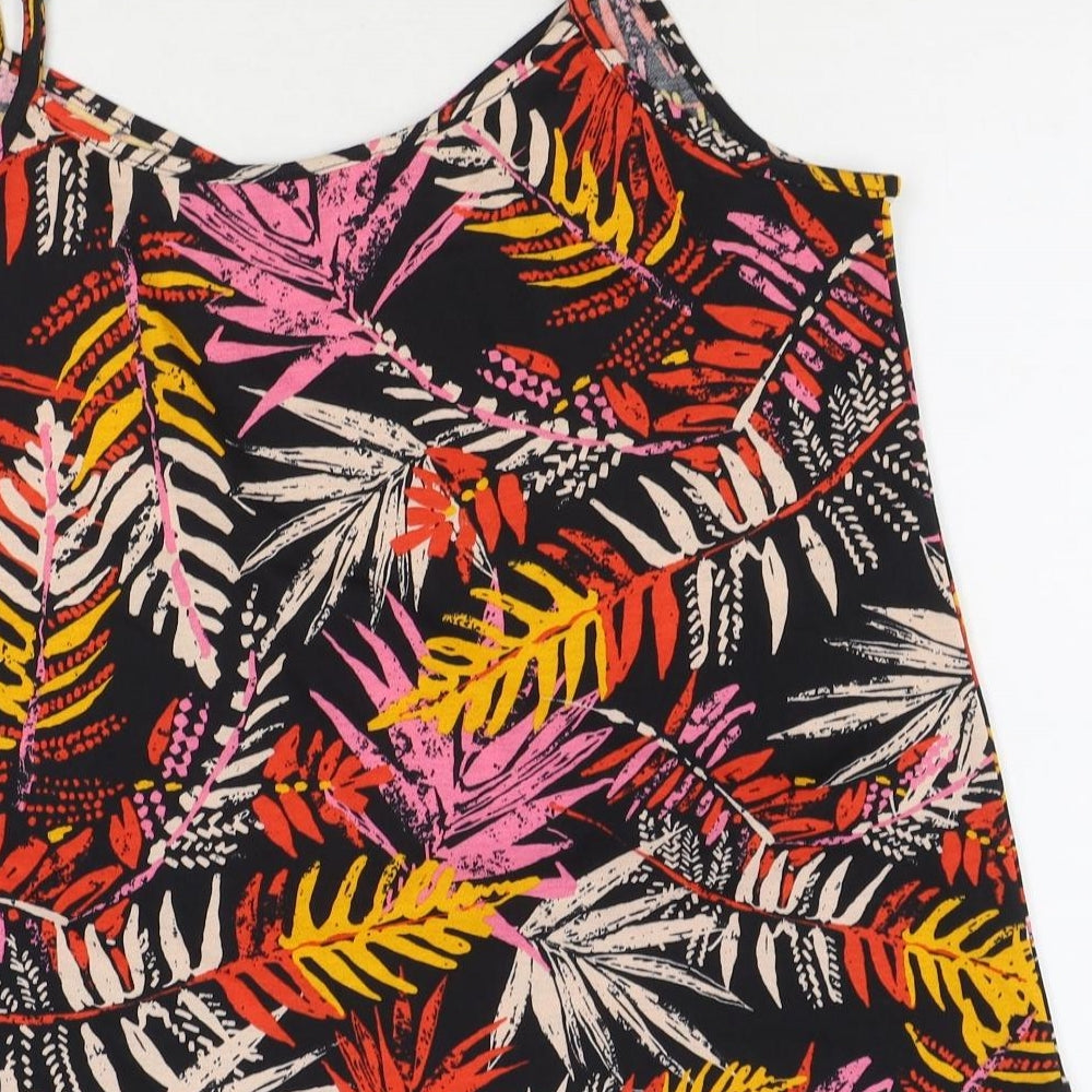 Preworn Womens Multicoloured Geometric Polyester Camisole Tank Size 16 V-Neck - Leaf Pattern