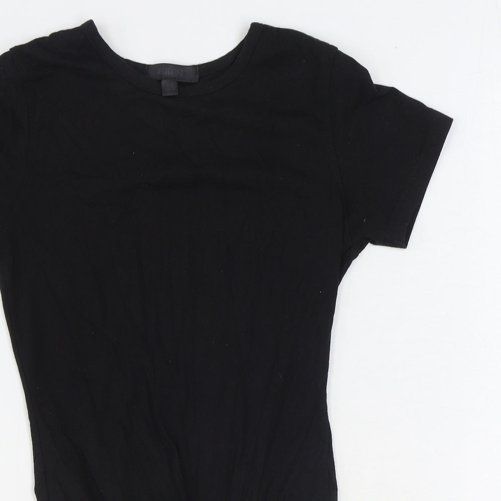 Missguided Womens Black Polyester Bodysuit One-Piece Size 6 Snap