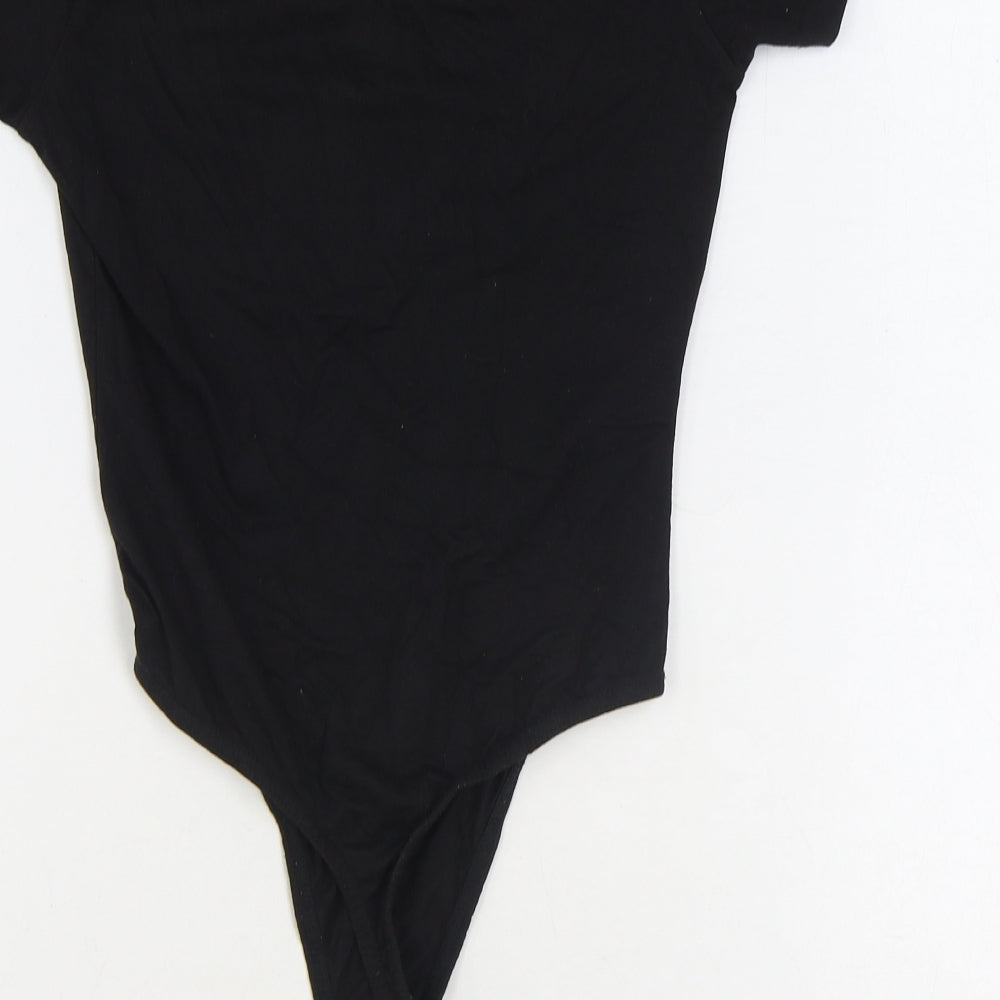 Missguided Womens Black Polyester Bodysuit One-Piece Size 6 Snap