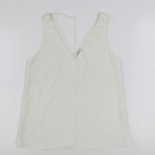 River Island Womens White Polyester Basic Tank Size 8 V-Neck