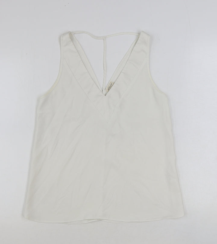 River Island Womens White Polyester Basic Tank Size 8 V-Neck
