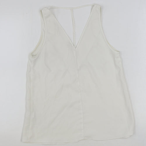River Island Womens White Polyester Basic Tank Size 8 V-Neck