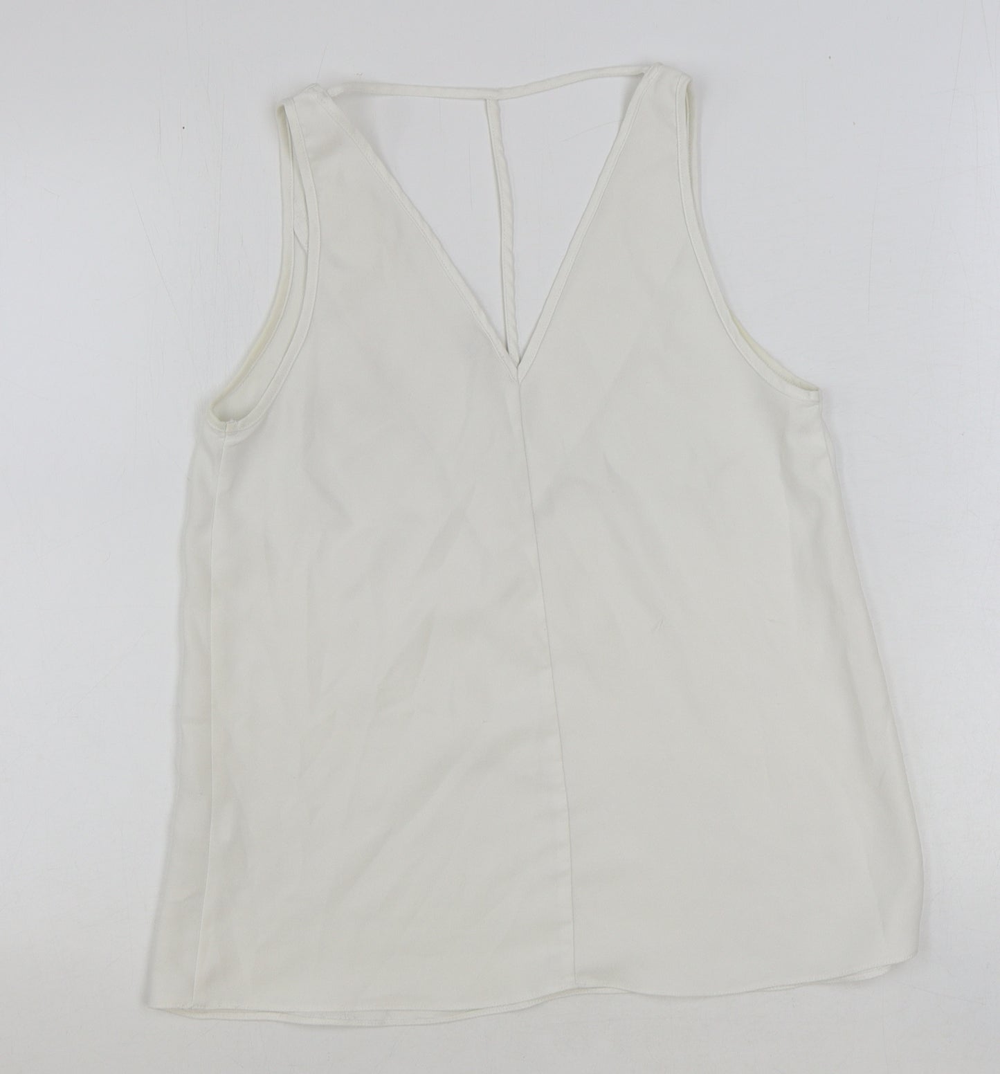 River Island Womens White Polyester Basic Tank Size 8 V-Neck