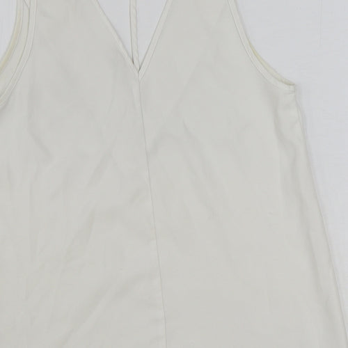 River Island Womens White Polyester Basic Tank Size 8 V-Neck