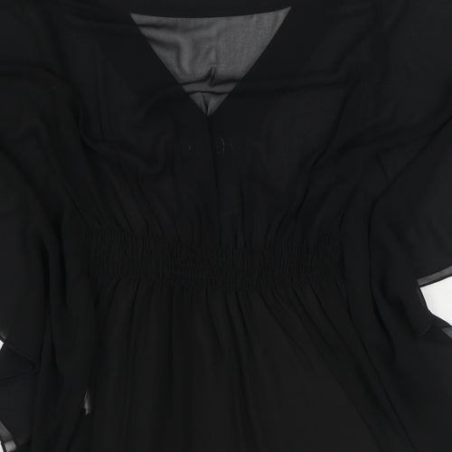 The Stockshop Womens Black Polyester Tunic Blouse Size S V-Neck - Embellished Neckline