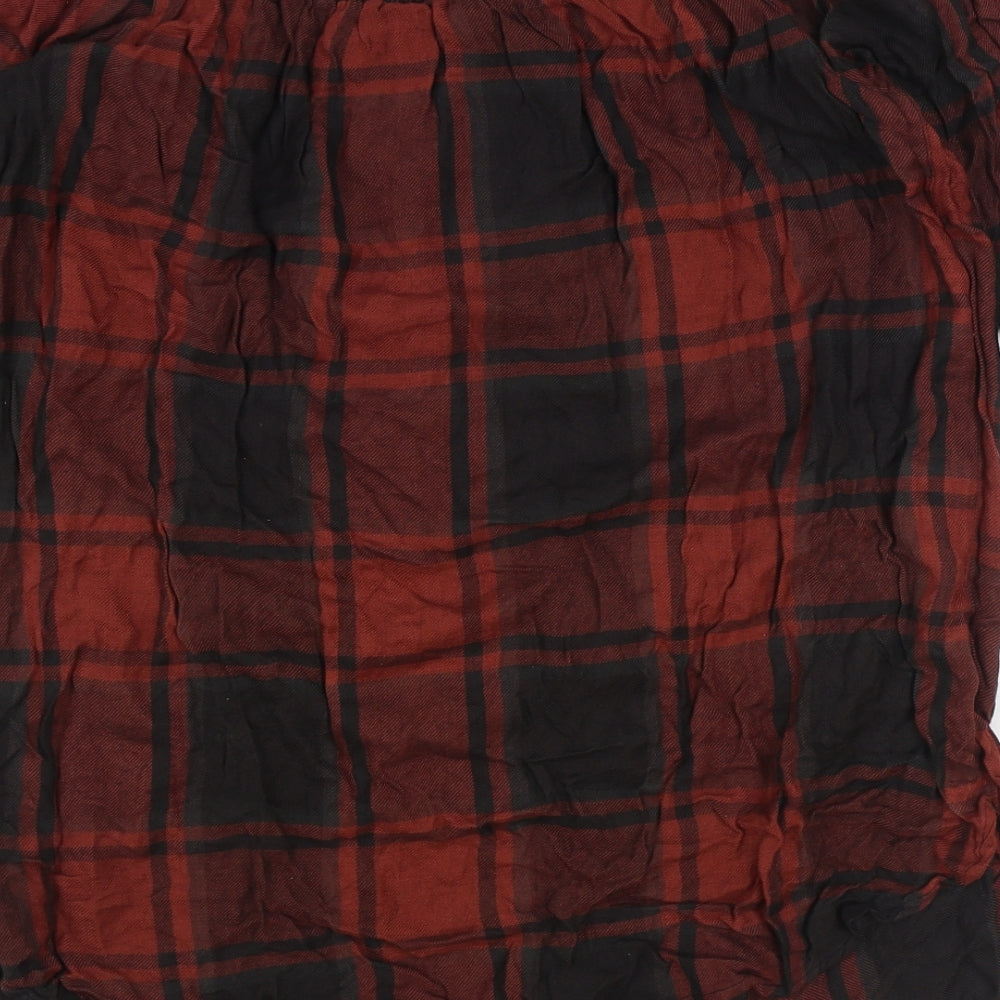 River Island Womens Red Plaid Viscose Basic Blouse Size 14 Off the Shoulder