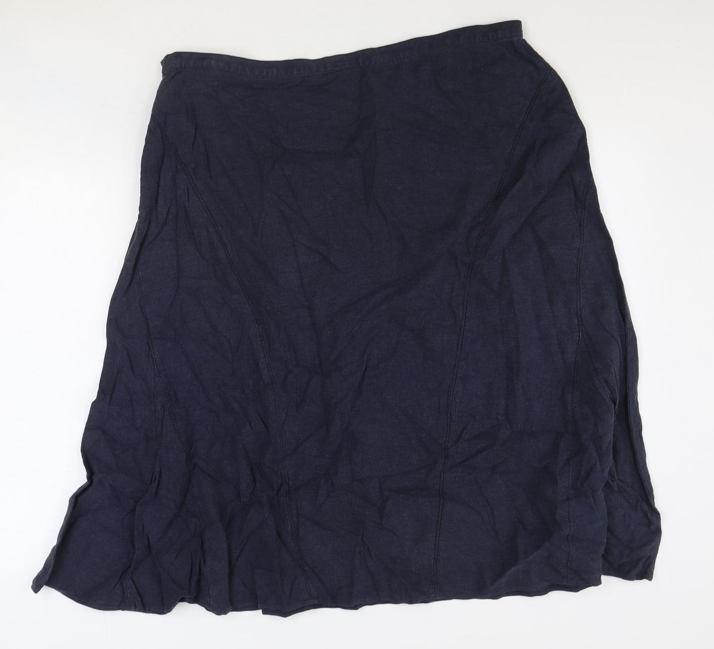 NEXT Womens Blue Linen Swing Skirt Size 20 Zip