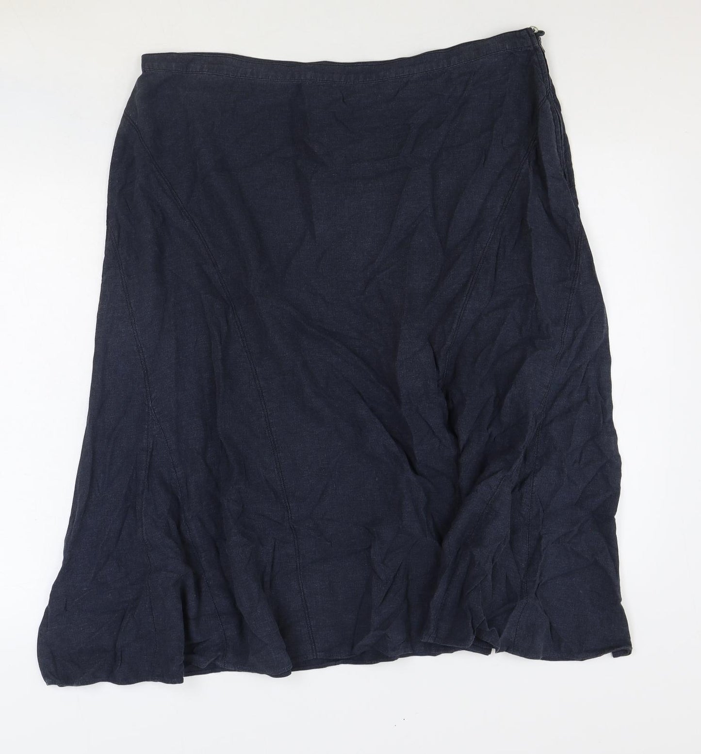 NEXT Womens Blue Linen Swing Skirt Size 20 Zip