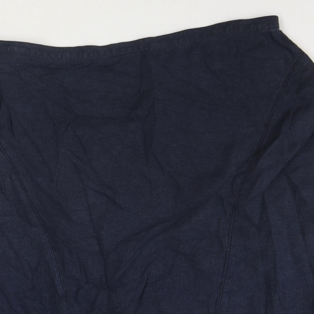 NEXT Womens Blue Linen Swing Skirt Size 20 Zip