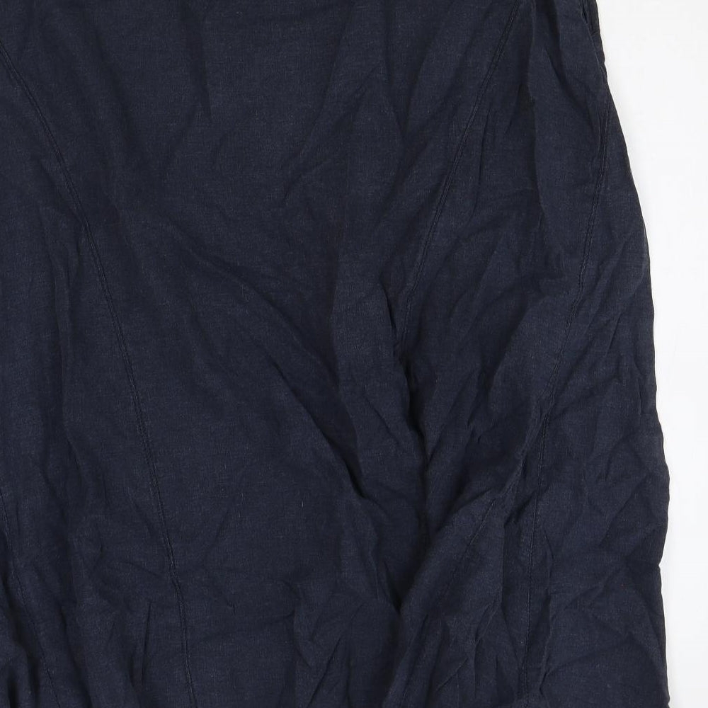 NEXT Womens Blue Linen Swing Skirt Size 20 Zip