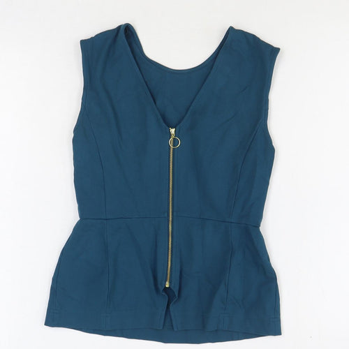 Autograph Womens Green Viscose Basic Blouse Size 8 Boat Neck