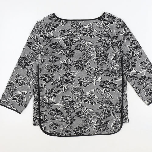Marks and Spencer Womens Black Floral Polyester Basic Blouse Size 10 Boat Neck