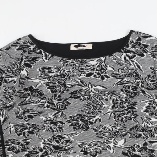 Marks and Spencer Womens Black Floral Polyester Basic Blouse Size 10 Boat Neck