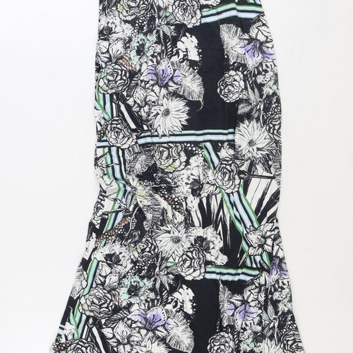 Miss Selfridge Womens Blue Floral Polyester A-Line Size 10 Off the Shoulder Pullover