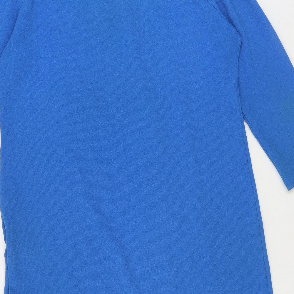 Boohoo Womens Blue Polyester Basic Blouse Size 14 Boat Neck