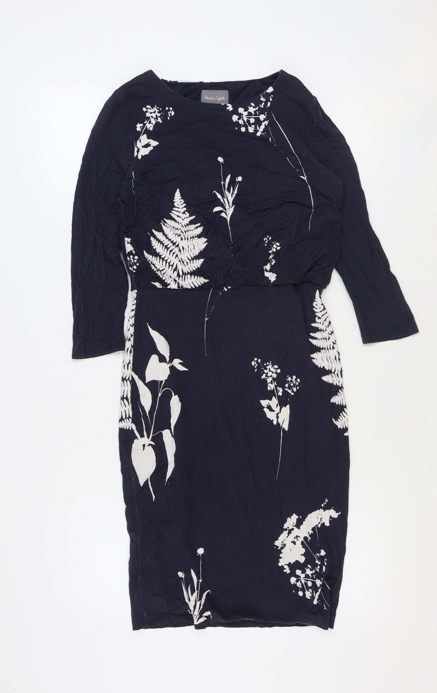 Phase Eight Womens Blue Floral Polyester Pencil Dress Size 12 Boat Neck Pullover