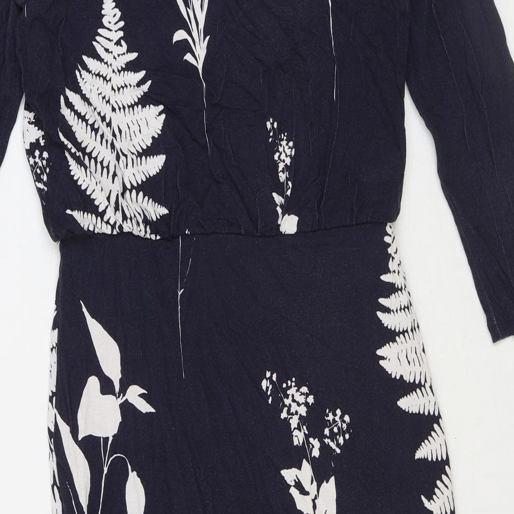 Phase Eight Womens Blue Floral Polyester Pencil Dress Size 12 Boat Neck Pullover
