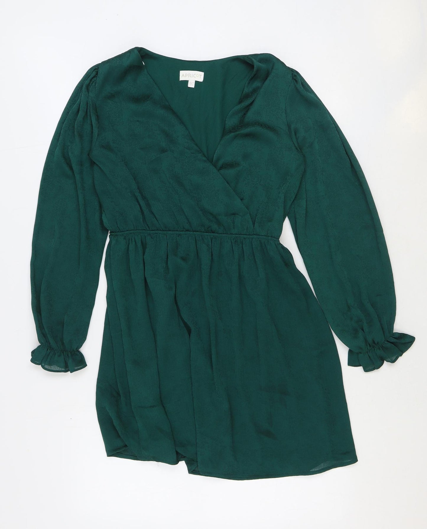 Apricot Womens Green Polyester Skater Dress Size 10 V-Neck Pullover