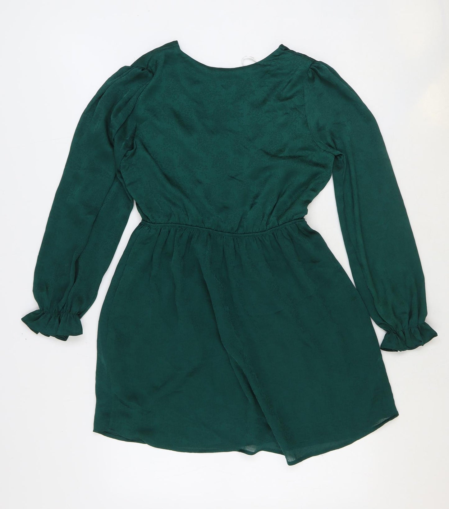 Apricot Womens Green Polyester Skater Dress Size 10 V-Neck Pullover