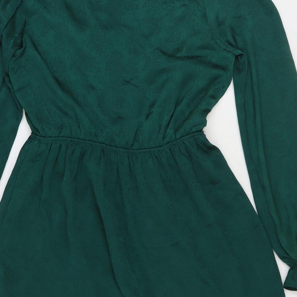 Apricot Womens Green Polyester Skater Dress Size 10 V-Neck Pullover