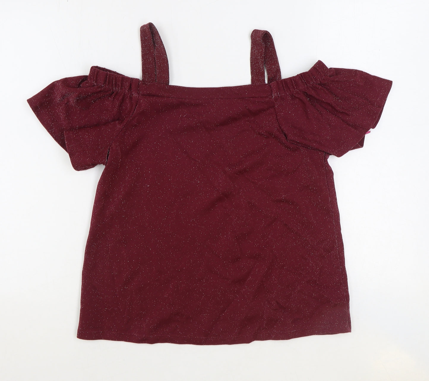 F&F Womens Red Polyamide Basic Blouse Size 14 Off the Shoulder