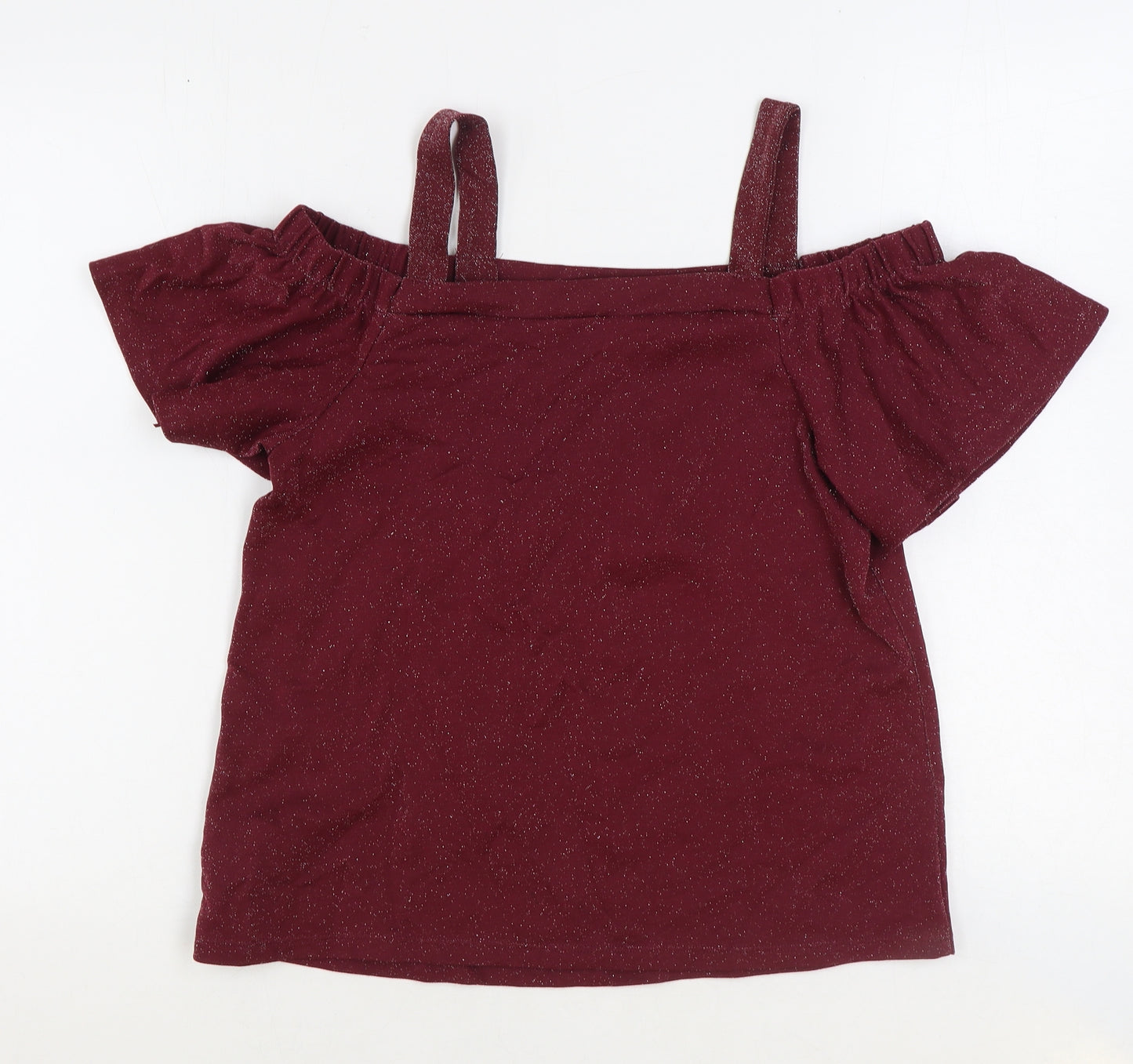 F&F Womens Red Polyamide Basic Blouse Size 14 Off the Shoulder