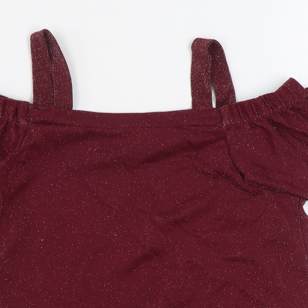 F&F Womens Red Polyamide Basic Blouse Size 14 Off the Shoulder