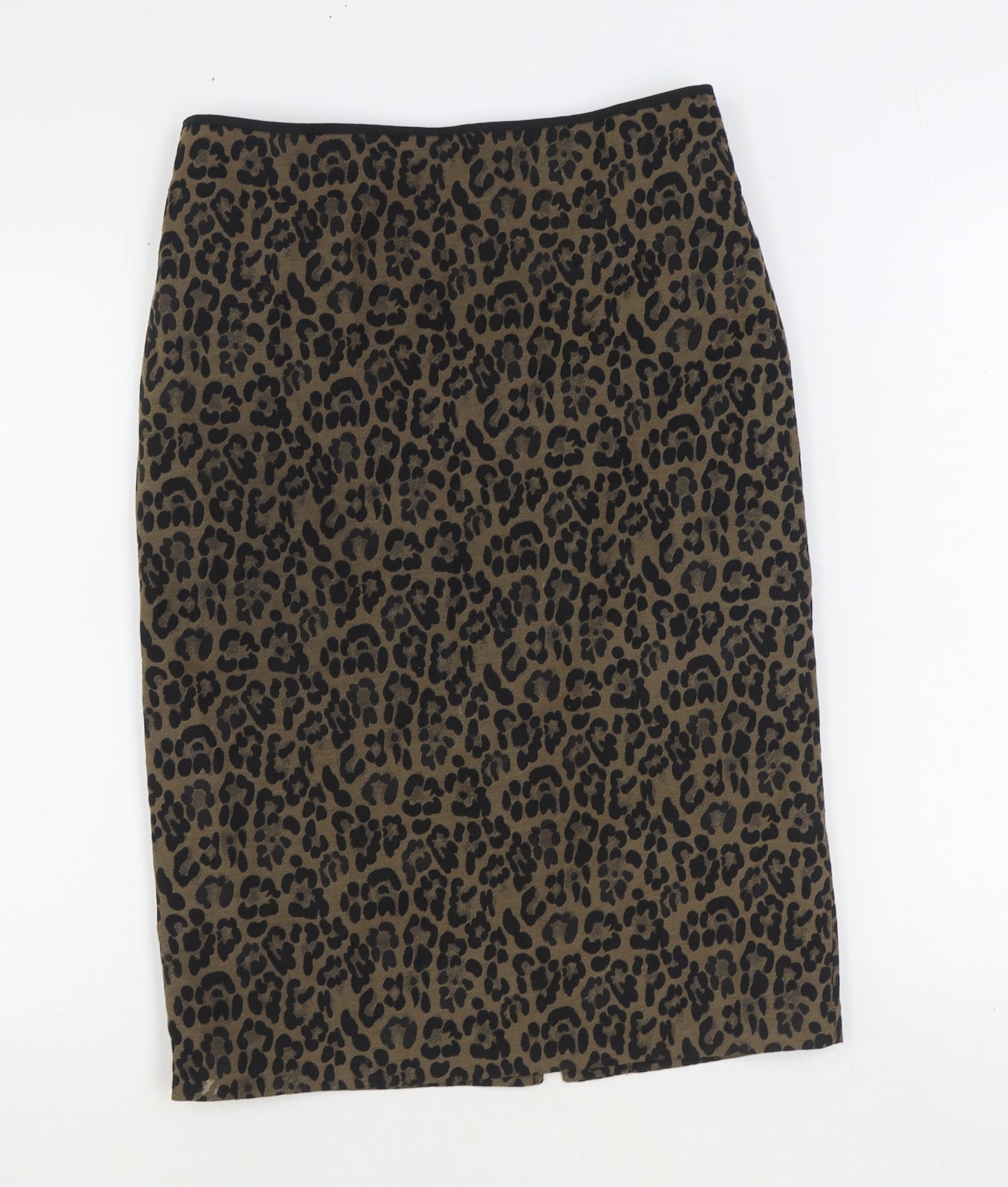 Marks and Spencer Womens Brown Animal Print Polyester Straight & Pencil Skirt Size 12 Zip - Leopard Pattern
