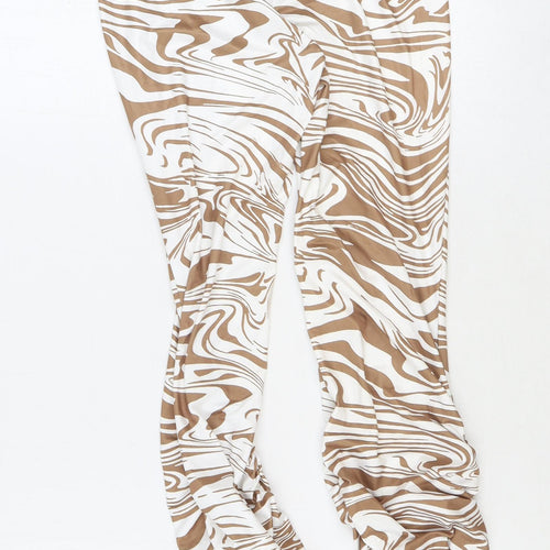 SheIn Womens Brown Animal Print Polyester Trousers Size XS Regular - Ruched