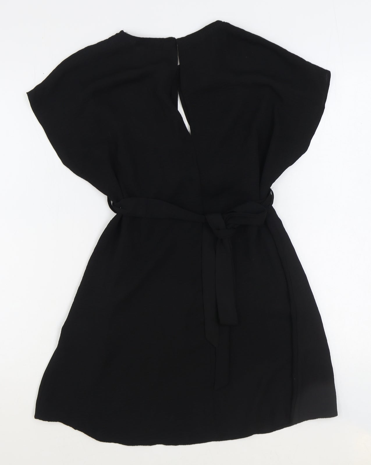 New Look Womens Black Polyester Mini Size 12 Boat Neck Button