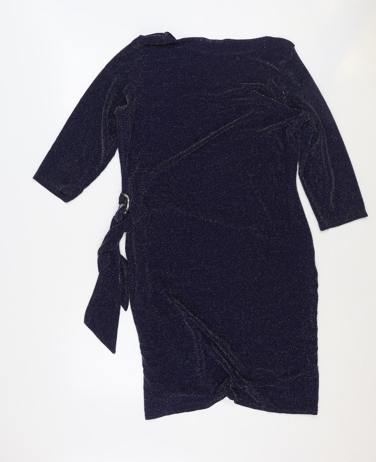 Blue Chameleon Womens Blue Nylon Mini Size 18 Boat Neck Pullover - Tie Side Detail