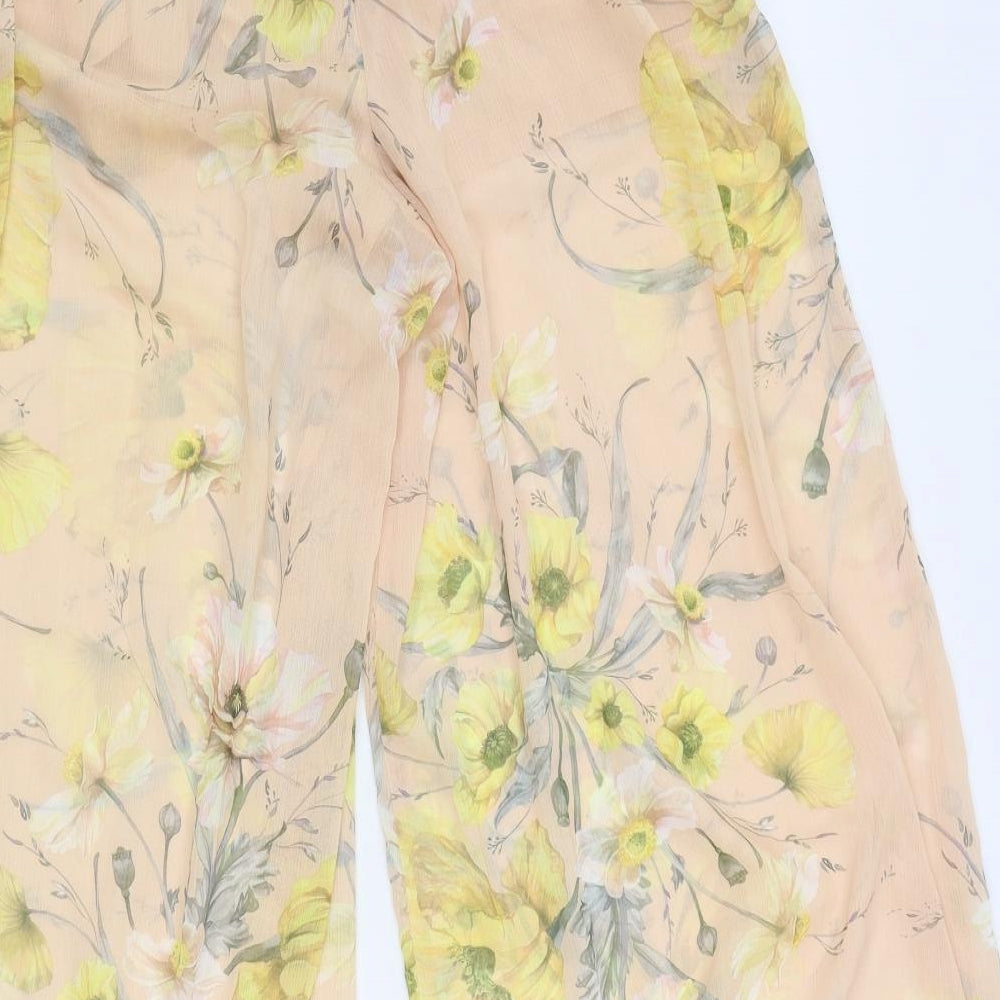 H&M Womens Pink Floral Polyester Trousers Size 6 Regular Drawstring