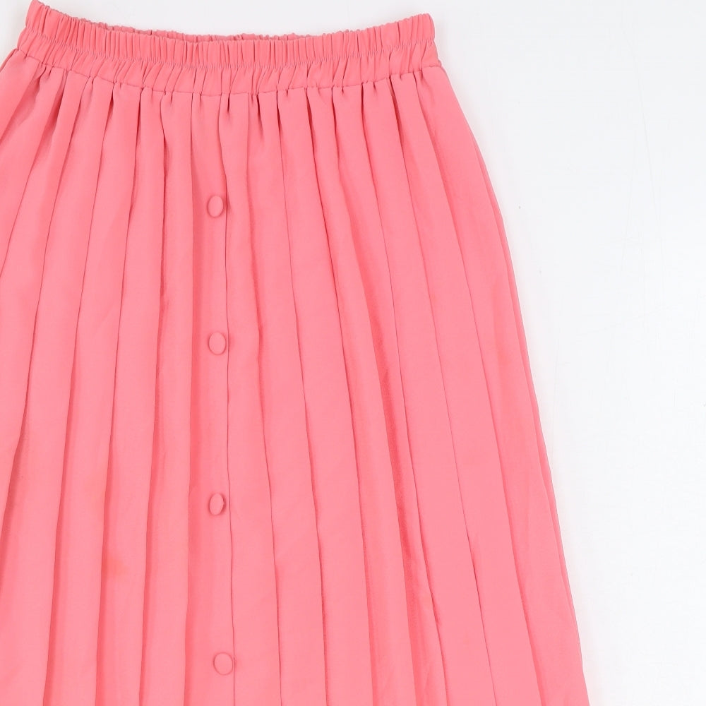 Preworn Womens Pink Polyester Pleated Skirt Size M