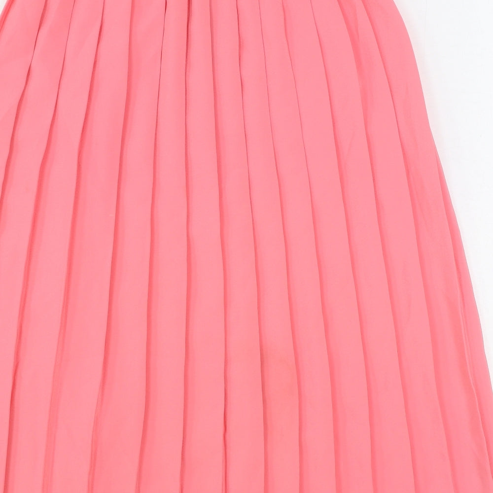 Preworn Womens Pink Polyester Pleated Skirt Size M