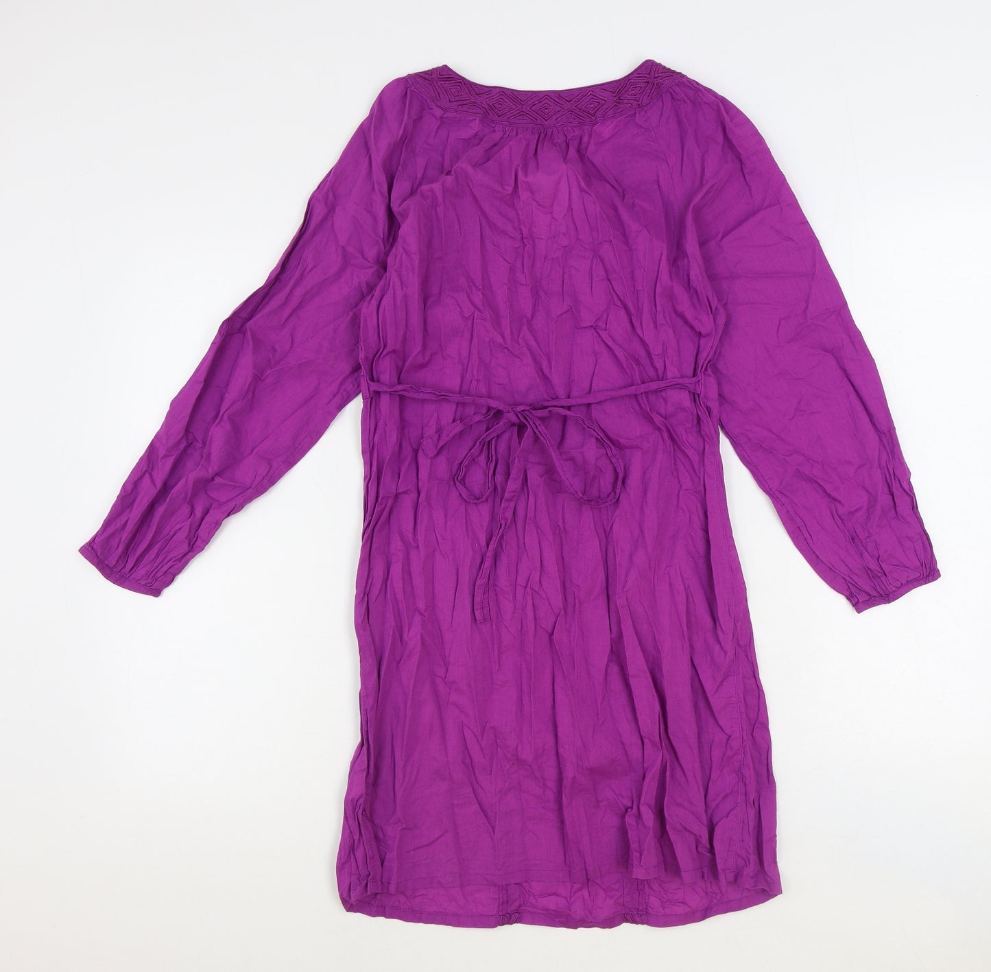Monsoon Womens Purple 100% Cotton Kaftan Size 12 V-Neck Pullover