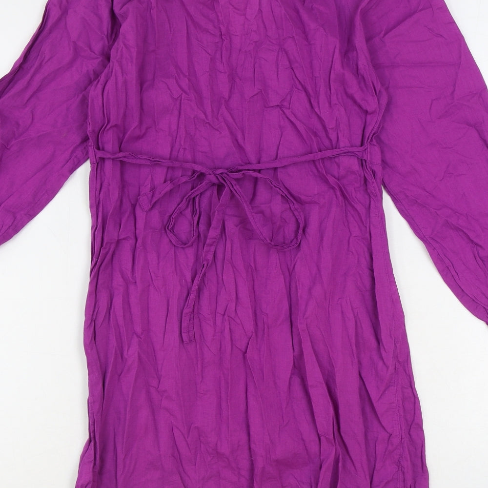 Monsoon Womens Purple 100% Cotton Kaftan Size 12 V-Neck Pullover