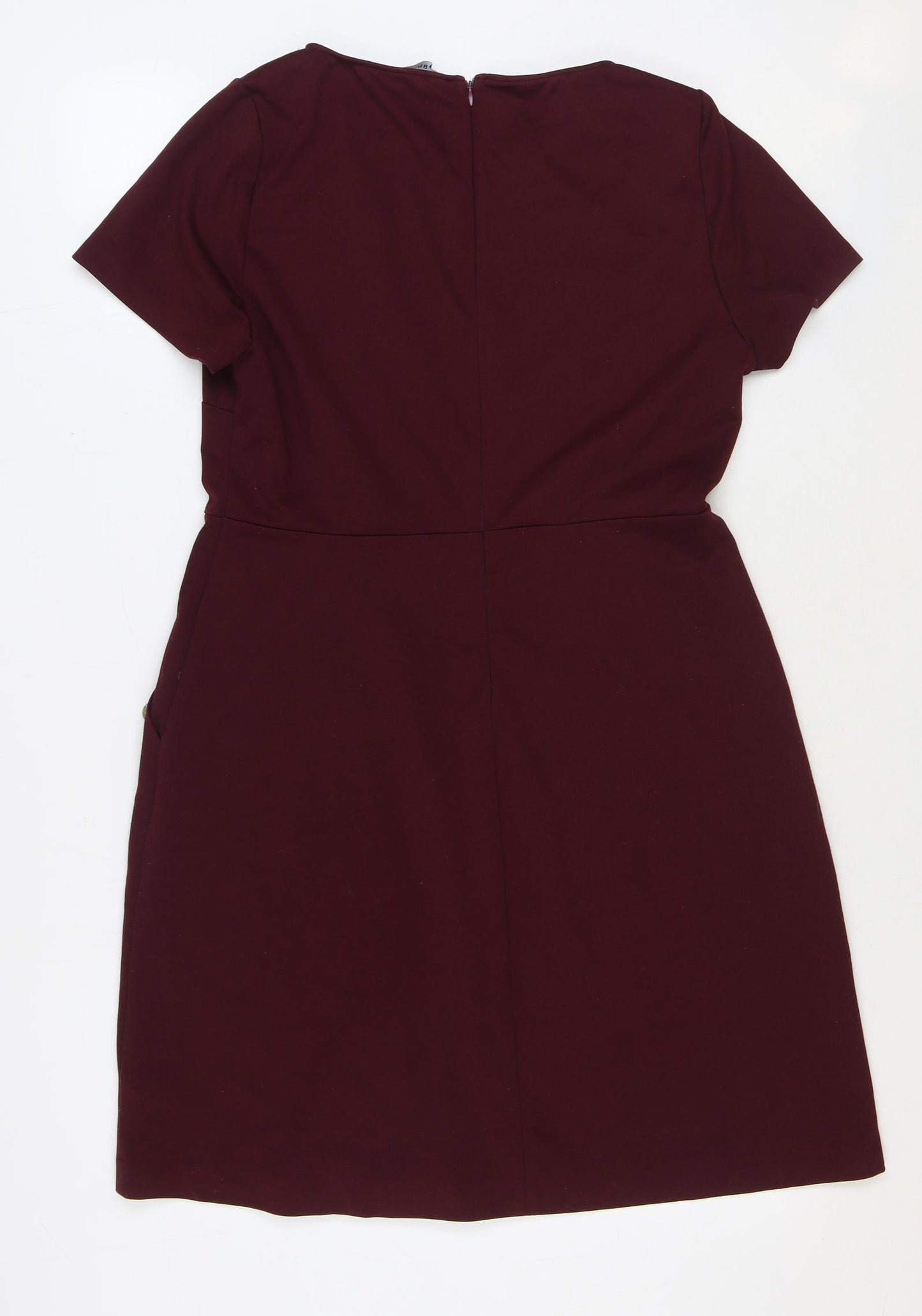 So Fabulous Womens Red Polyester T-Shirt Dress Size 10 Boat Neck Zip