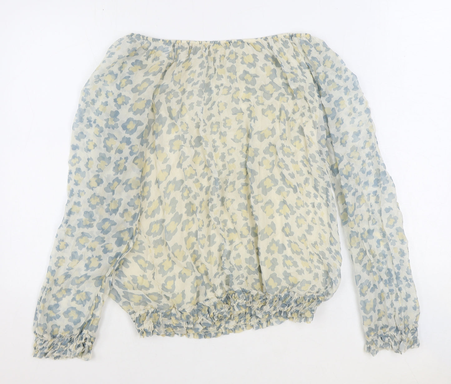 Pronto Womens Ivory Animal Print Polyester Basic Blouse Size L Off the Shoulder - Leopard Print