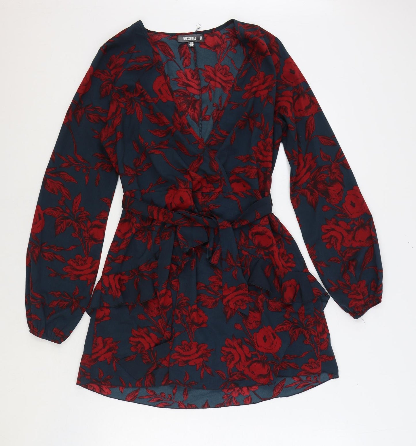 Missguided Womens Red Fair Isle Polyester Mini Size 8 V-Neck Pullover