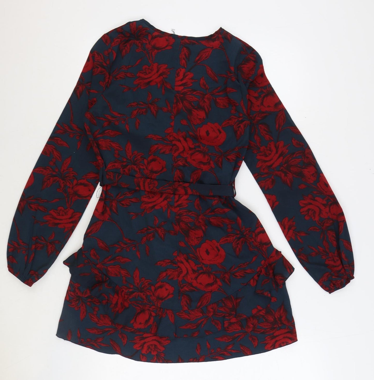 Missguided Womens Red Fair Isle Polyester Mini Size 8 V-Neck Pullover
