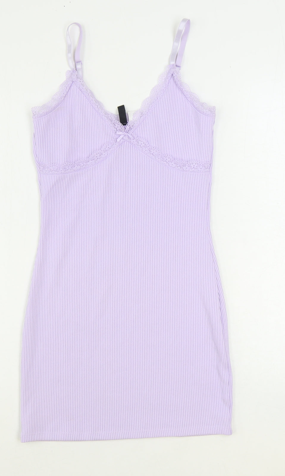 Divided by H&M Womens Purple Herringbone Polyester Slip Dress Size S V-Neck Pullover - Lace Trim