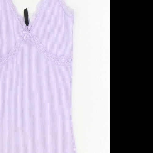 Divided by H&M Womens Purple Herringbone Polyester Slip Dress Size S V-Neck Pullover - Lace Trim