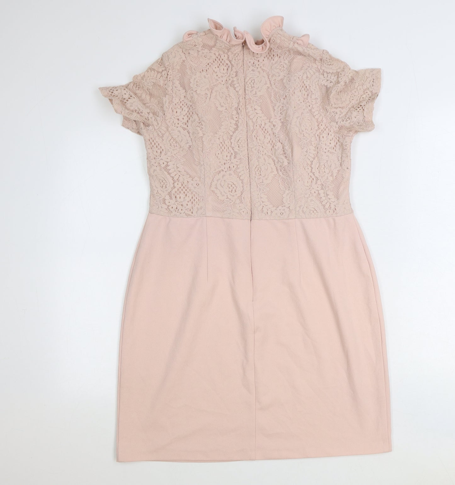 Very Womens Pink Polyester Pencil Dress Size 18 Collared Zip